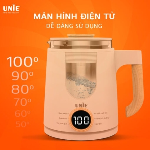 Ấm siêu tốc đa năng 6in1 UNIE UEK1081W màn hình hiển thị điện tử, chất liệu thủy tinh bền bỉ