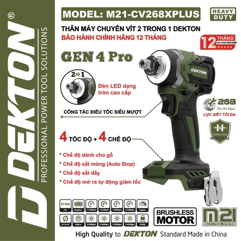 Thân máy chuyên vít 2 trong 1 Dekton M21-CV268XPLUS
