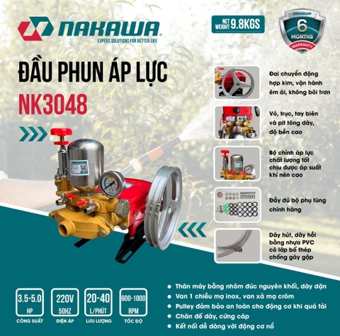 Đầu phun áp lực NAKAWA NK3048 (3.5 – 5.0HP)