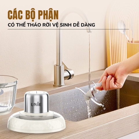 Máy xay thịt UNIE UM366 dung tích 2,5L, 2 cối xay thủy tinh, đánh ruốc, bóc tỏi tiện lợi