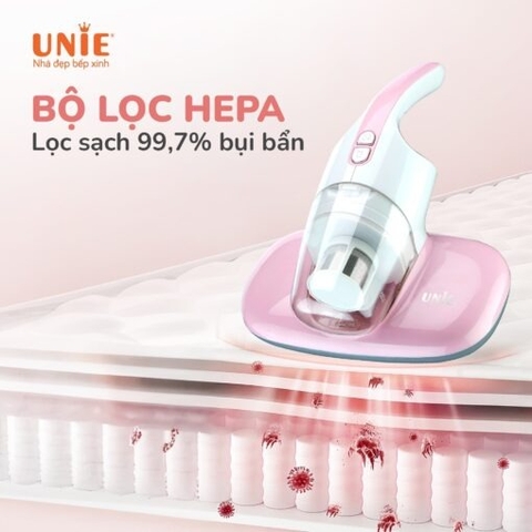 Máy hút bụi chăn đệm UNIE UMV61 lực hút 10500 PA, hệ thống lọc bụi 2 lớp, đèn UV diệt khuẩn đến 99,99%