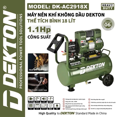 Máy nén khí không dầu Dekton DK-AC2918X 1.1Hp 18L