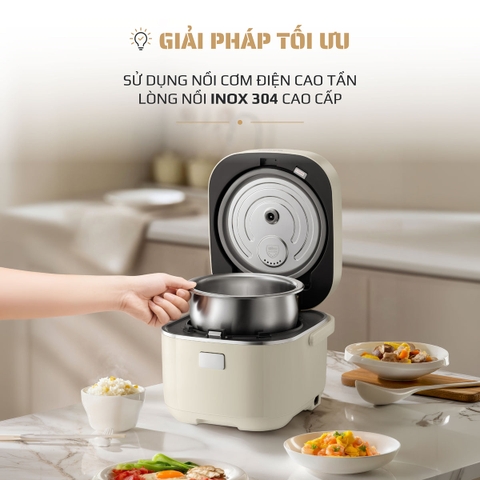 Nồi Cơm Điện Cao Tần OLIVO RC600IH - Lòng Nồi INOX 304, Dung tích 1.2L, Nhỏ Gọn Đa Năng, Công Nghệ Gia Nhiệt Nắp và Nấu Cao Tần Hiện Đại, Sử Dụng Dễ Dàng