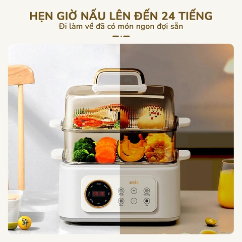 Nồi lẩu hấp đa năng UNIE UE668 dung tích 10L, lòng nồi chống dính Ceramic, 8 chức năng nấu tự động