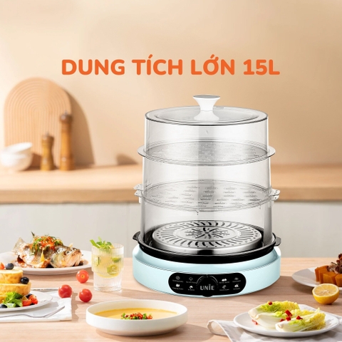 Nồi hấp Unie UE680 dung tích lớn 15L, 3 tầng hấp, gợi ý thời gian hấp