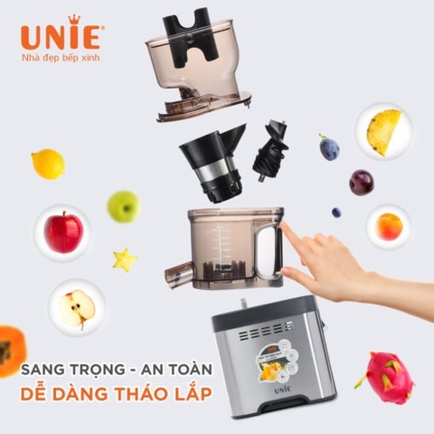 Máy ép chậm UNIE USJAC91S công suất 400W, ống tiếp nguyên liệu 82mm, vận hành êm ái (độ ồn <60dB)