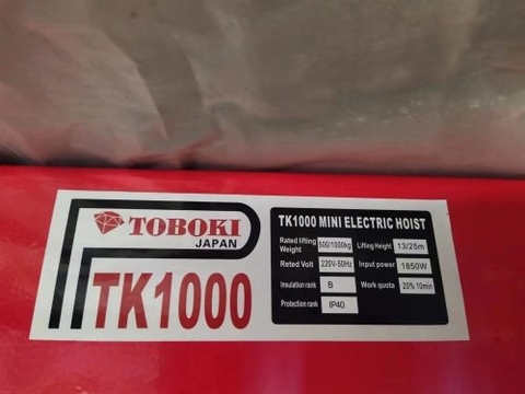 Máy tời TOBOKI TK1000/25 1850W 500/1000KG 13/25m