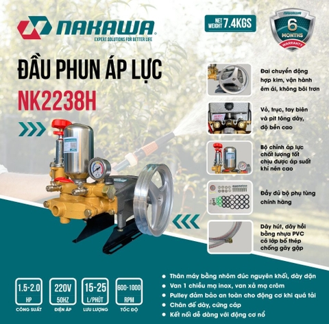 Đầu phun áp lực NAKAWA NK2238H (1.5 – 2.0HP)