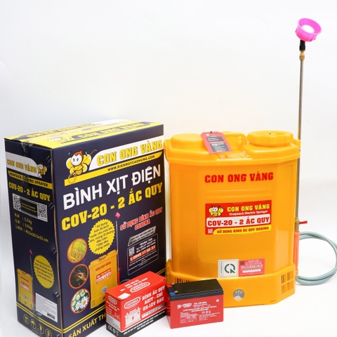 Máy phun thuốc trừ sâu, côn trùng điện Con Ong Vàng COV-20-ắc quy 12V8Ah