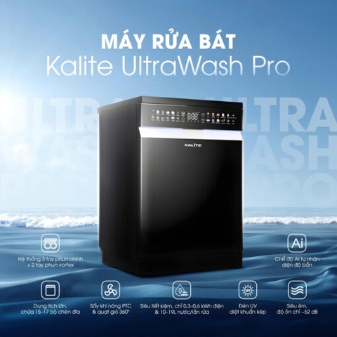 Máy rửa bát Kalite UltraWash Pro 5 tay phun, chứa 15-17 bộ chén đĩa