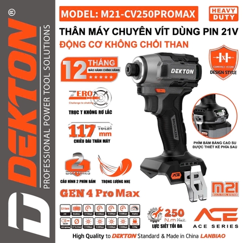Máy chuyên vít dùng pin Dekton M21-CV250PROMAX