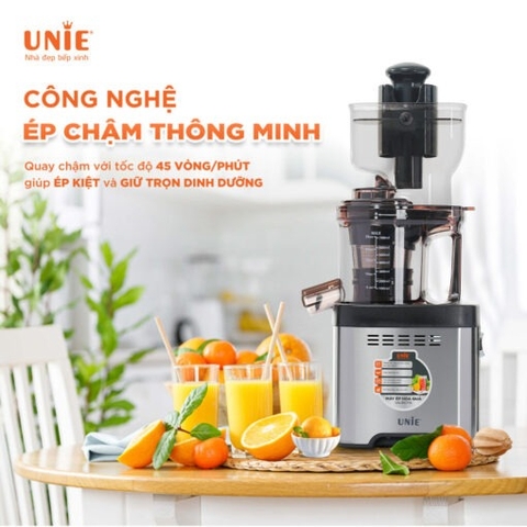 Máy ép chậm UNIE USJDC71S công suất 400W, ép kiệt bã tối ưu, giữ trọn 98% dưỡng chất trong rau củ quả