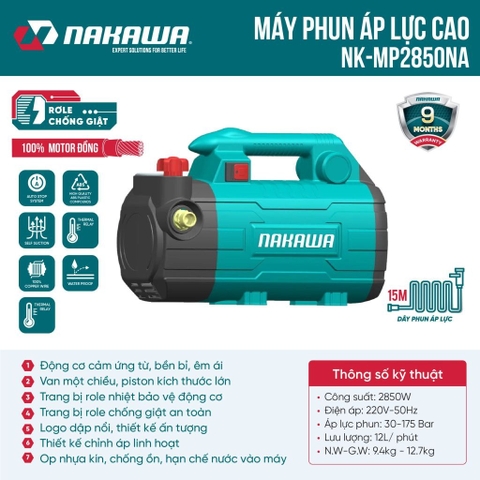 Máy phun áp lực NAKAWA NK-MP2850NA (có chỉnh áp) 2850W