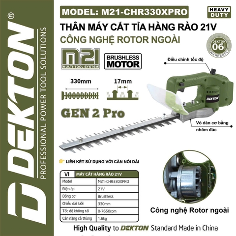 Thân máy cắt tỉa hàng rào 21V Dekton M21-CHR330XPRO