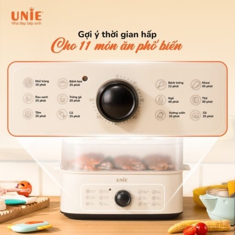 Nồi hấp UNIE UE560 dung tích lớn 18L, 3 tầng hấp, 12 tính năng tiện lợi