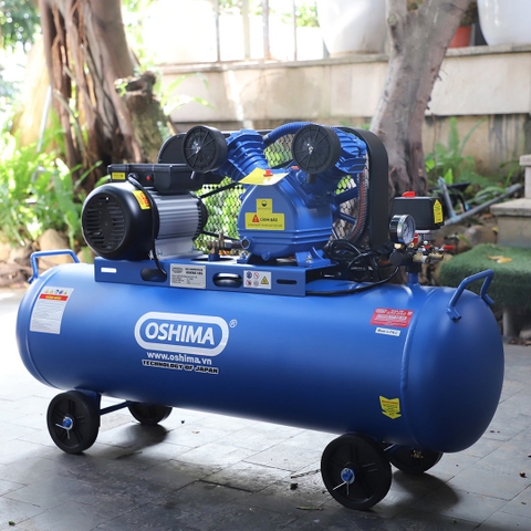 Máy nén khí OSHIMA 80L 1.5HP Xanh Điện 1 pha (có dầu, nhanh, dây đồng)