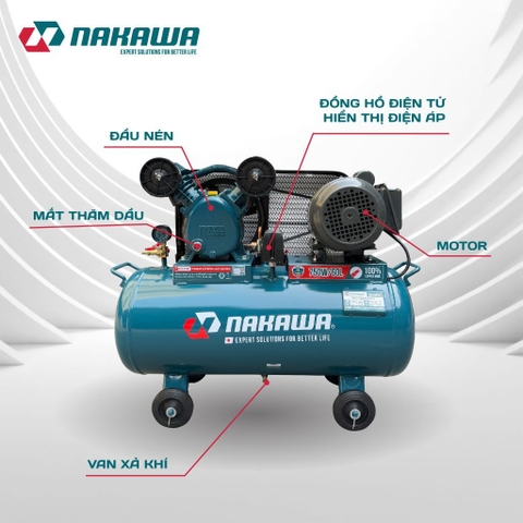 Máy Nén Khí Dây Đai NAKAWA NK1060PRO 750W 60L