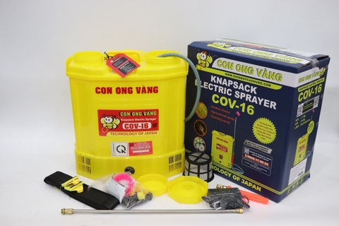 Máy phun thuốc trừ sâu, côn trùng điện Con Ong Vàng COV-16-ắc quy Vàng 12V8Ah