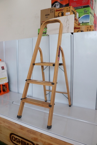 Thang nhôm xếp Oshima TG3 Màu gỗ (ghế -3 bậc)