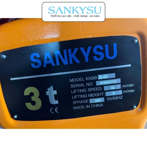 Pa lăng xích điện SANKYSU KKBB03-01 3 tấn cố định 380V