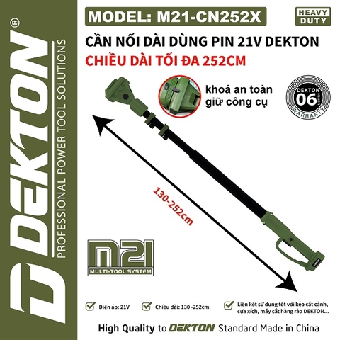 Cần Nối Dài Dùng Pin 252cm Dekton M21-CN252X 21V Màu Olive