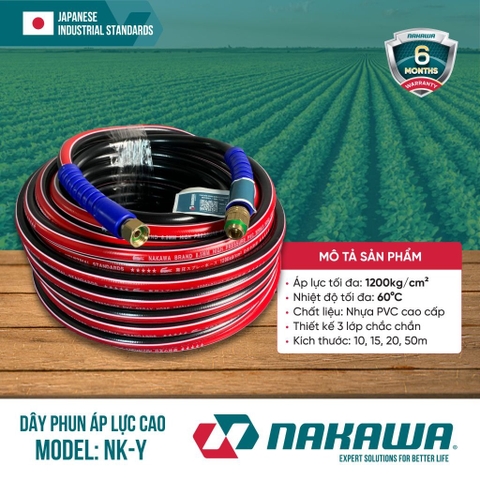 Dây phun áp lực cao NAKAWA NK-Y (các kích thước 10, 15, 20, 50m)