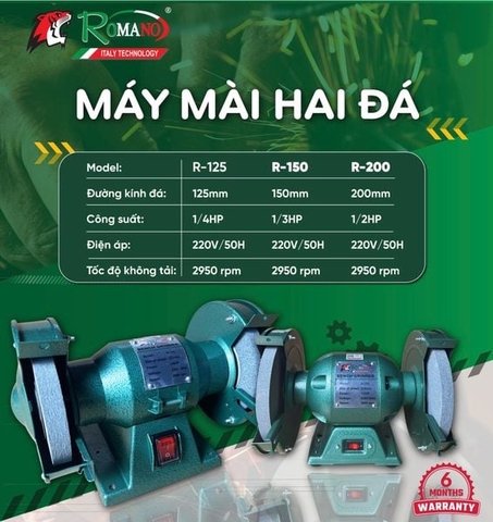 Máy mài 2 đá ROMANO RBG150