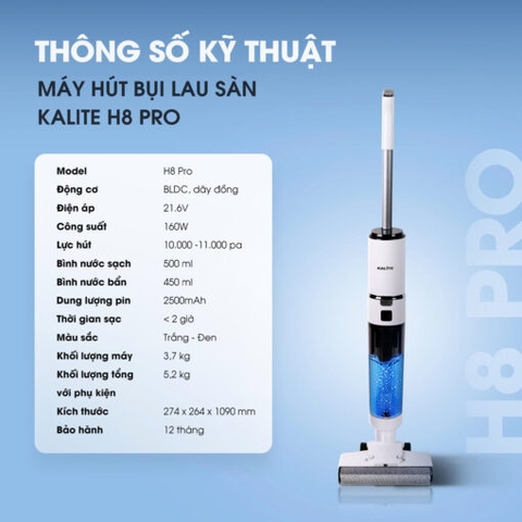 Máy hút bụi lau sàn Kalite H8 Pro