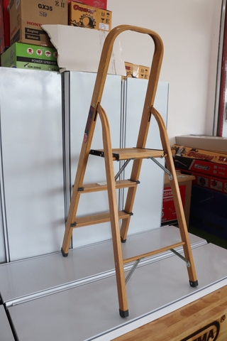 Thang nhôm xếp Oshima TG3 Màu gỗ (ghế -3 bậc)