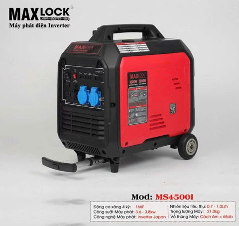 Máy Phát Điện Chạy Xăng Maxlock MS4500I (Inverter - siêu cách âm) (3.8KW - Khởi động điện)