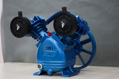 Đầu của máy nén khí OSHIMA 2x51 1/2HP~1HP Xanh đậm (hoạt động bằng sức kéo động cơ)