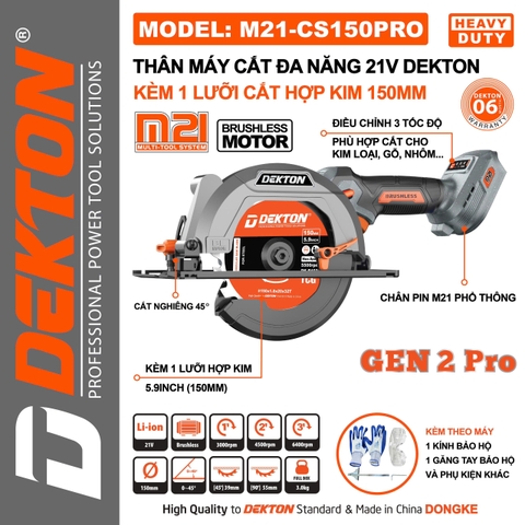 Thân máy cắt đa năng 21V Dekton M21-CS150PRO