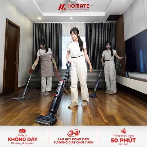 Máy hút bụi lau sàn không dây HOMATE M250DW