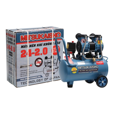 Máy nén khí Mitsukaisho 24-2.0 2.0HP Xanh dương Điện 1 pha (Không dầu,nhanh,dây đồng)