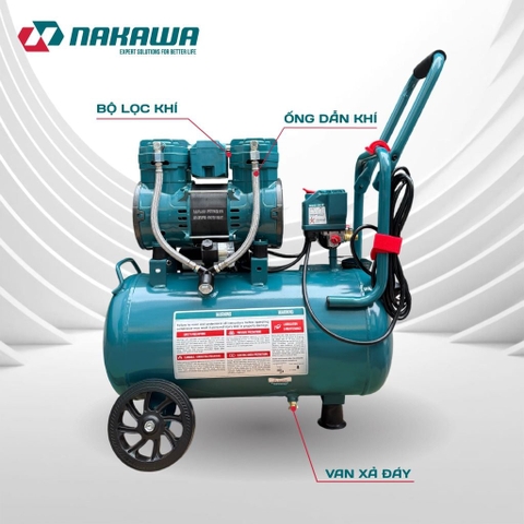 Máy nén khí không dầu, tốc nhanh, siêu êm NAKAWA NK-28H32L - 32 lít