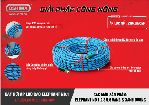 Ống nhựa PVC Elephant No.1 8.5mm x 50m Xanh dương