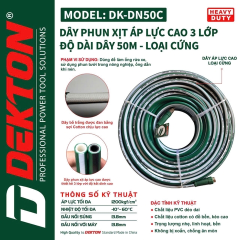 Dây phun cao áp Dekton DK-DN50C - Cứng - Đường kính 8.5 mm (mét)