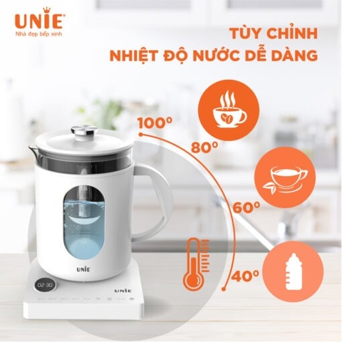 Ấm siêu tốc cao cấp 6 chức năng UNIE UEK1782W – Hẹn giờ, tùy chỉnh nhiệt độ nước