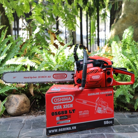 Cưa xích Oshima OS688 LT 58cc Đỏ-đen 2 thì (không lam xích)