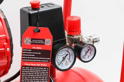 Máy nén khí Oshima 40-3.0 3.0HP Đỏ Điện 1 pha (Không dầu,nhanh,dây đồng)