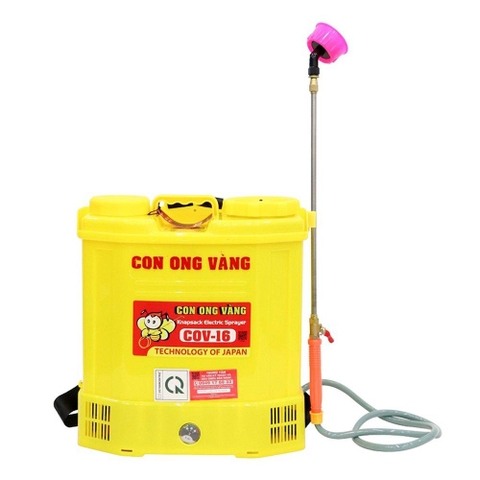 Máy phun thuốc trừ sâu, côn trùng điện Con Ong Vàng COV-16 Vàng Bình ắc quy 12V8Ah
