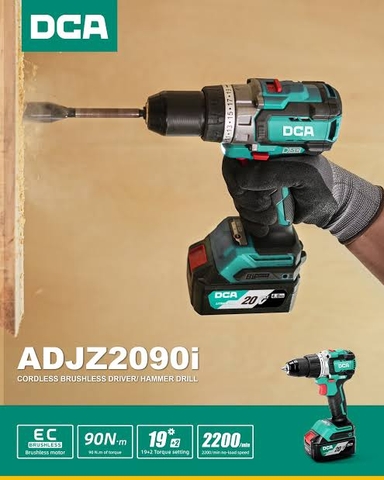Máy Khoan Vặn Vít Dùng Pin DCA ADJZ2090i 20V 90Nm 2 Pin 4.0Ah Có Búa Khoan Gỗ 52mm