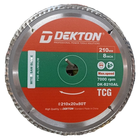 Lưỡi Cắt Nhôm Gỗ Dekton 210mm DK-B210AL 80 Răng, Tốc Độ 7000RPM