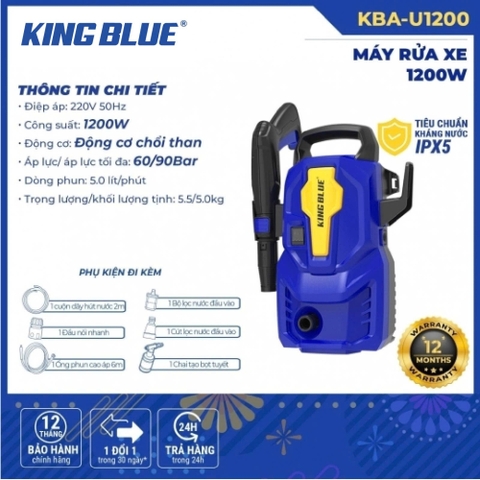 MÁY RỬA XE KING BLUE KBA-U1200 1200W 60/90BAR 5L