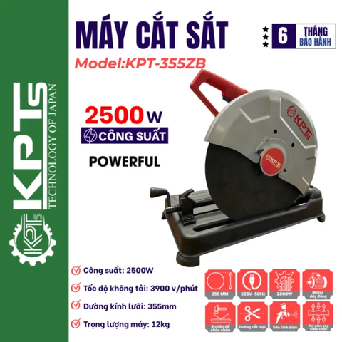 Máy Cắt Sắt KPTs KPT-355ZB 355mm 2500W Chính Hãng, Tốc Độ 3900 V/P Cắt Khỏe Ít Rung