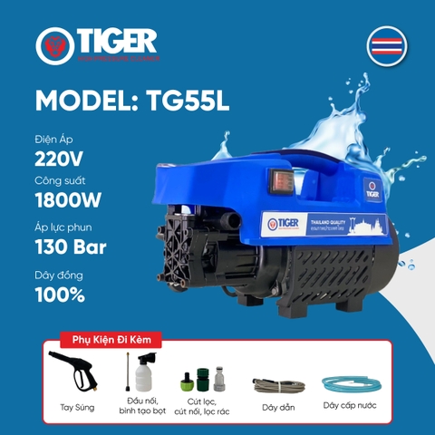 MÁY RỬA XE RỬA DIỀU HÒA VỆ SINH ĐỒ DÙNG GIA ĐÌNH TIGER TG55L 1800W 130BAR 8.5L