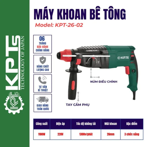 Máy Khoan Đục 3 Chức Năng KPTs KPT-26-02 1100W Khoan Bê Tông 26mm