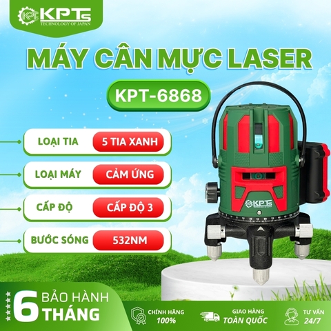 MÁY CÂN MỰC LASER KPTs KPT-6868 5 TIA SIÊU SÁNG BƯỚC SÓNG 532NM QUAY 360 ĐỘ CÓ REMOTE CHÍNH XÁC BỀN BỈ DỄ SỬ DỤNG DÀNH CHO THỢ CHUYÊN