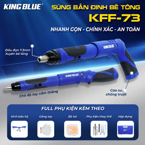 Súng Bắn Đinh Bê Tông Đạn Nổ KING BLUE KFF-73 7.3MM Kèm Kính Bảo Hộ Và Phụ Kiện