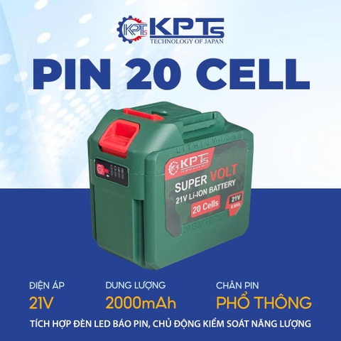 Pin 21V KPT PIN-20C 8.0Ah Chân Pin M21 Phổ Thông Lithium-ion Dùng Cho Máy Khoan Máy Mài Máy Siết Bulông